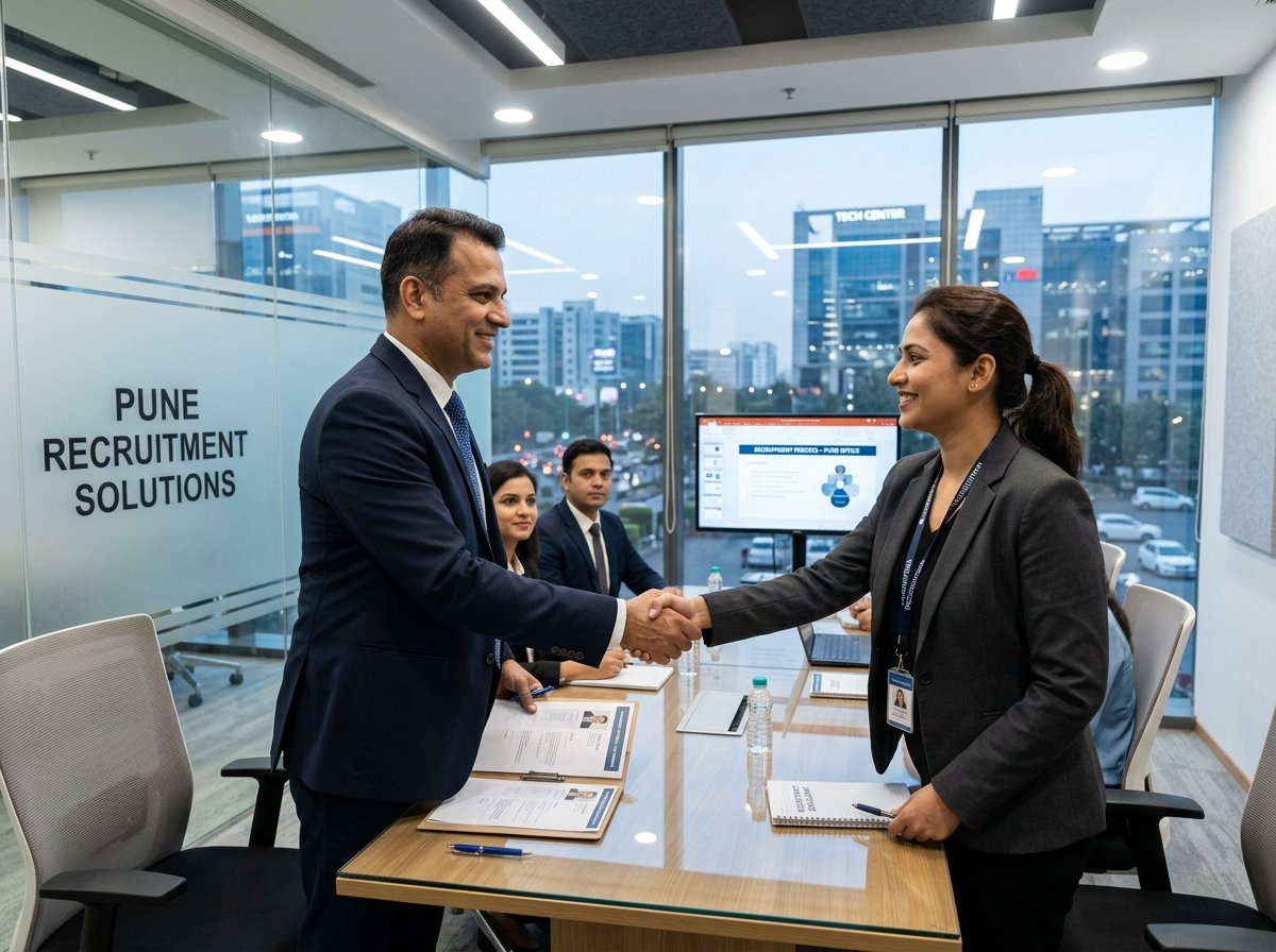 Corporate HR director shaking hands with JPH recruitment partner in Pune